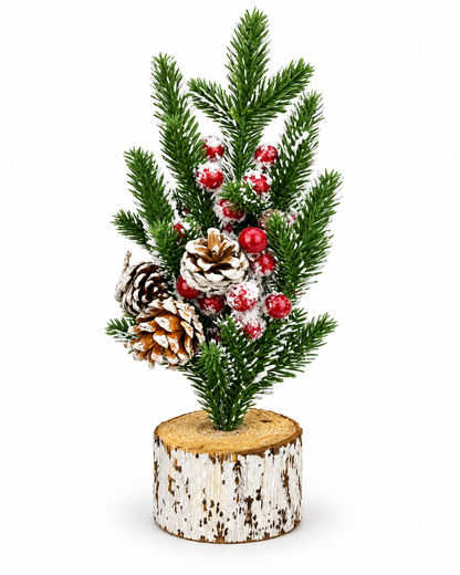 Mini Christmas Trees – Snow Frosted Bottle Brush Christmas Trees with Wooden Base-zinggal-Qatar