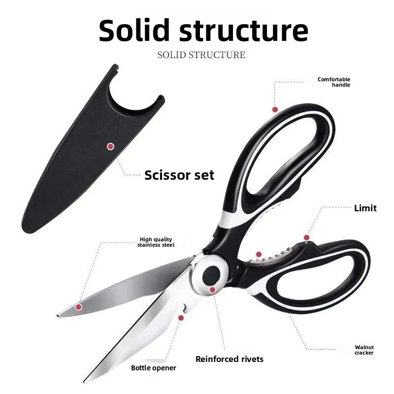 Multi-Purpose Stainless Steel Kitchen Scissors | Heavy-Duty Food Cutting Shears