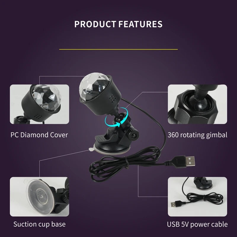 RGB Disco Ball Party Light with Remote – Sound Activated, 7 Modes- zinggal-Qatar