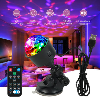 RGB Disco Ball Party Light with Remote – Sound Activated, 7 Modes- zinggal-Qatar