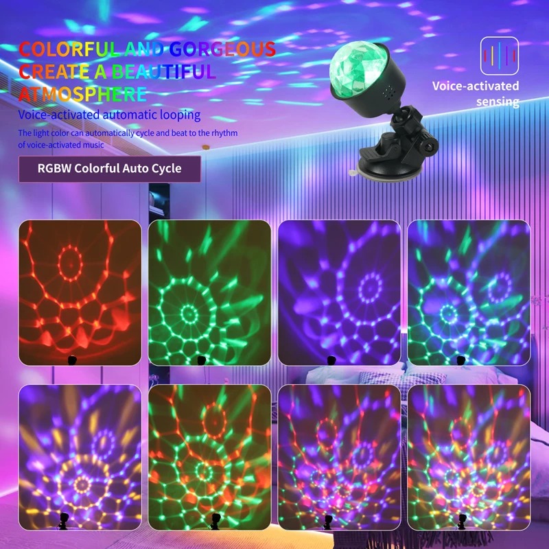 RGB Disco Ball Party Light with Remote – Sound Activated, 7 Modes- zinggal-Qatar