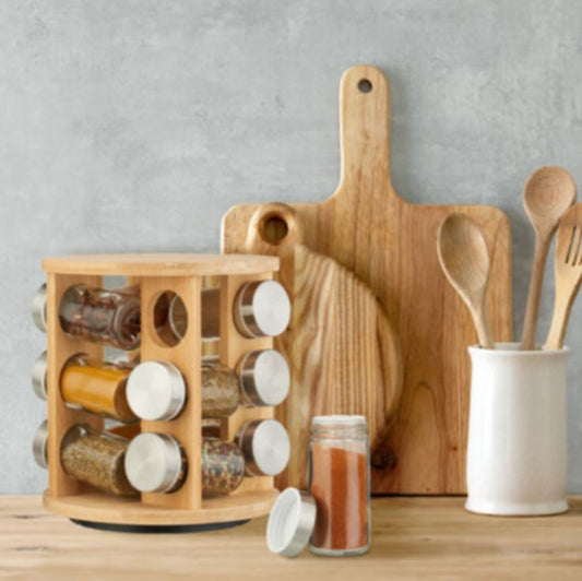 Rotating Spice Rack with Jars – Kitchen Spice Organizer-zinggal-qatar