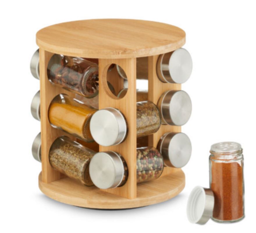 Rotating Spice Rack with Jars – Kitchen Spice Organizer-zinggal-qatar