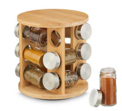 Rotating Spice Rack with Jars – Kitchen Spice Organizer-zinggal-qatar
