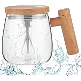 Self-Stirring Glass Coffee Mug with Lid – Automatic Electric Mixing Cup-zinggal