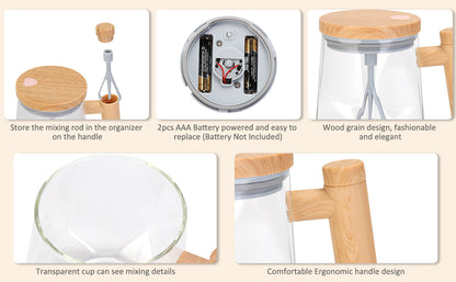Self-Stirring Glass Coffee Mug with Lid – Automatic Electric Mixing Cup-zinggal
