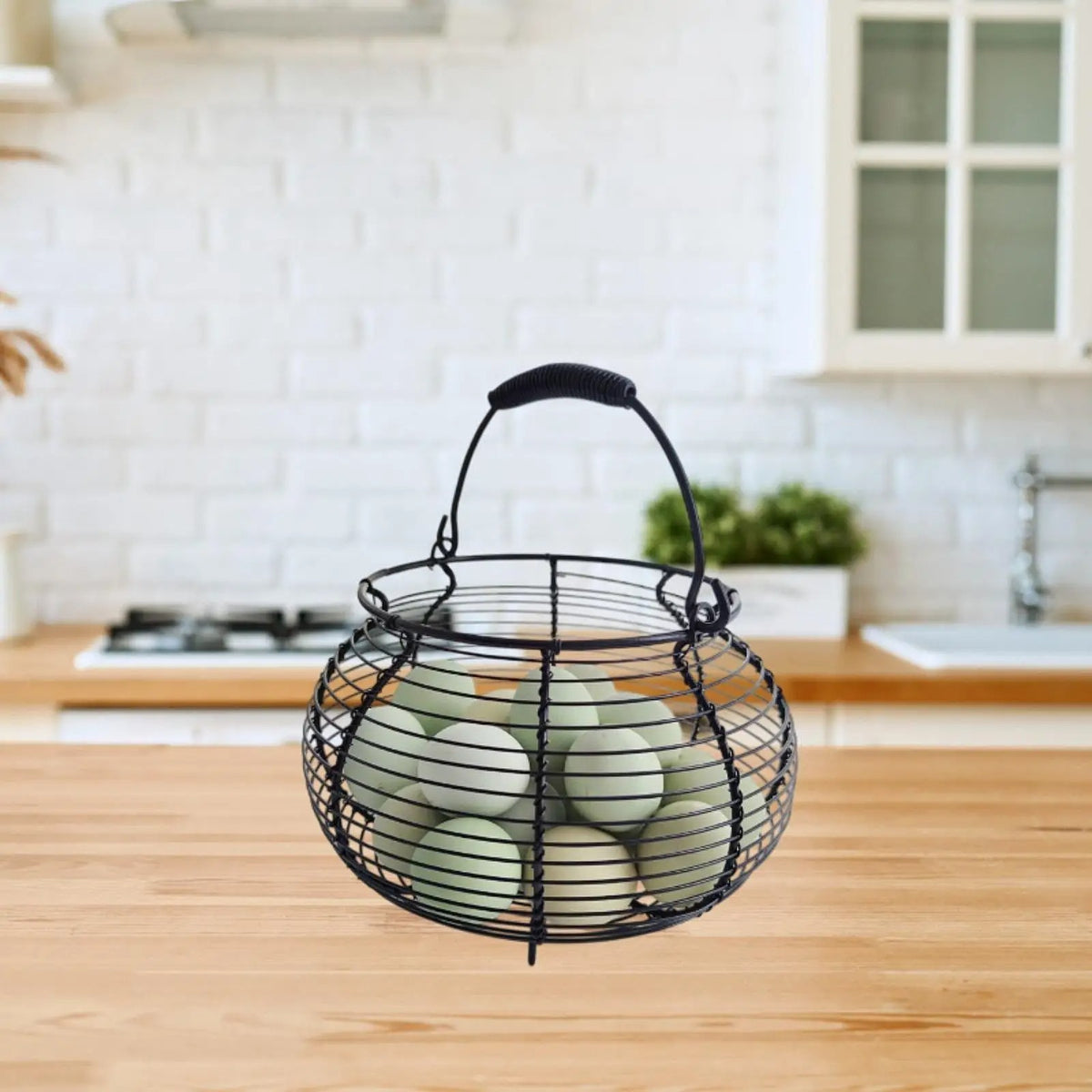 Wire Egg Basket with Handle – Decorative Kitchen Storage | Zinggal