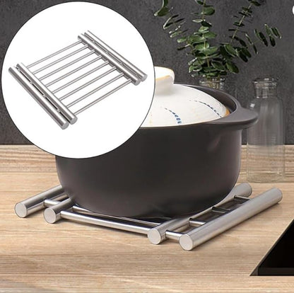 Stainless Steel Trivet Pot Holder & Hot Dish Stand – Heat-Resistant Kitchen Countertop Protector | Zinggal Qatar