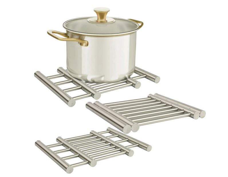 Stainless Steel Trivet Pot Holder & Hot Dish Stand – Heat-Resistant Kitchen Countertop Protector | Zinggal Qatar
