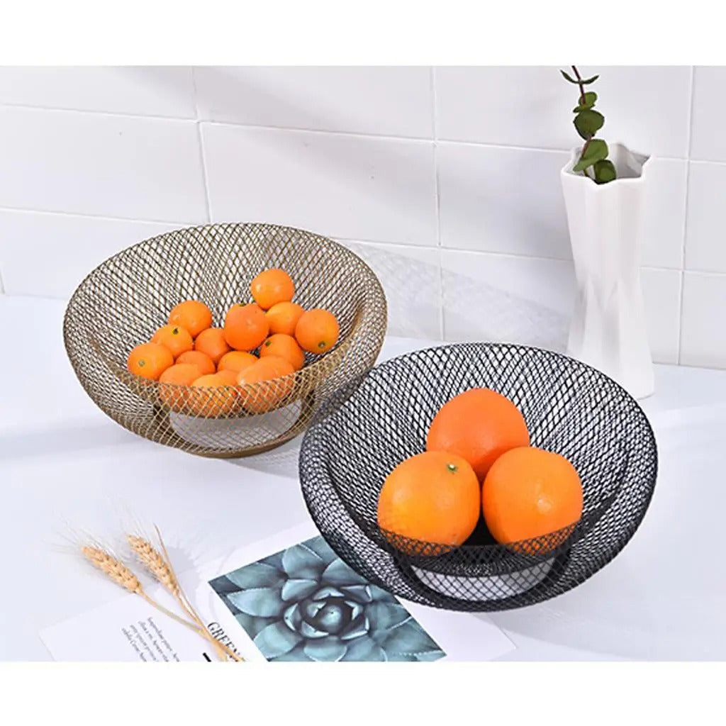 Metal Fruit Basket | Large Round Mesh Fruit & Vegetable Storage Basket