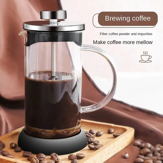 French Press Coffee Maker with Filter | Heat-Resistant Borosilicate Glass Tea & Coffee Brewing Pot