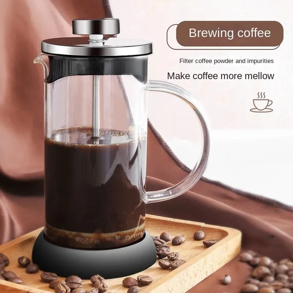 French Press Coffee Maker with Filter | Heat-Resistant Borosilicate Glass Tea & Coffee Brewing Pot
