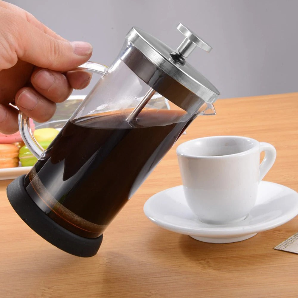 French Press Coffee Maker with Filter | Heat-Resistant Borosilicate Glass Tea & Coffee Brewing Pot