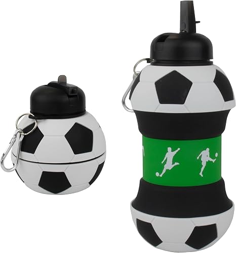 Collapsible Soccer Ball Water Bottle for Kids – BPA-Free Silicone Sports Bottle with Carry Clip | Zinggal Qatar