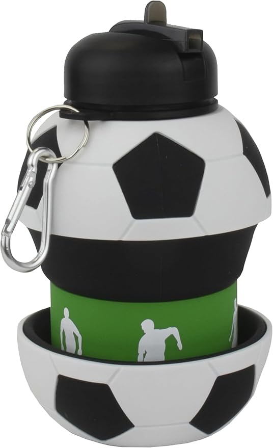 Collapsible Soccer Ball Water Bottle for Kids – BPA-Free Silicone Sports Bottle with Carry Clip | Zinggal Qatar