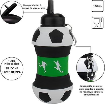 Collapsible Soccer Ball Water Bottle for Kids – BPA-Free Silicone Sports Bottle with Carry Clip | Zinggal Qatar