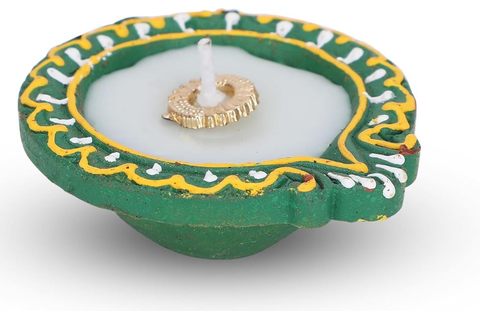 Handmade Leaf Terracotta Clay Diyas – Chandrarupa Diya Tea Light Oil Lamps for Diwali & Pooja in Qatar-Zinggal