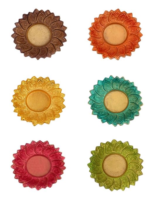 Handmade Leaf Terracotta Clay Diyas – Chandrarupa Diya Tea Light Oil Lamps for Diwali & Pooja in Qatar-Zinggal