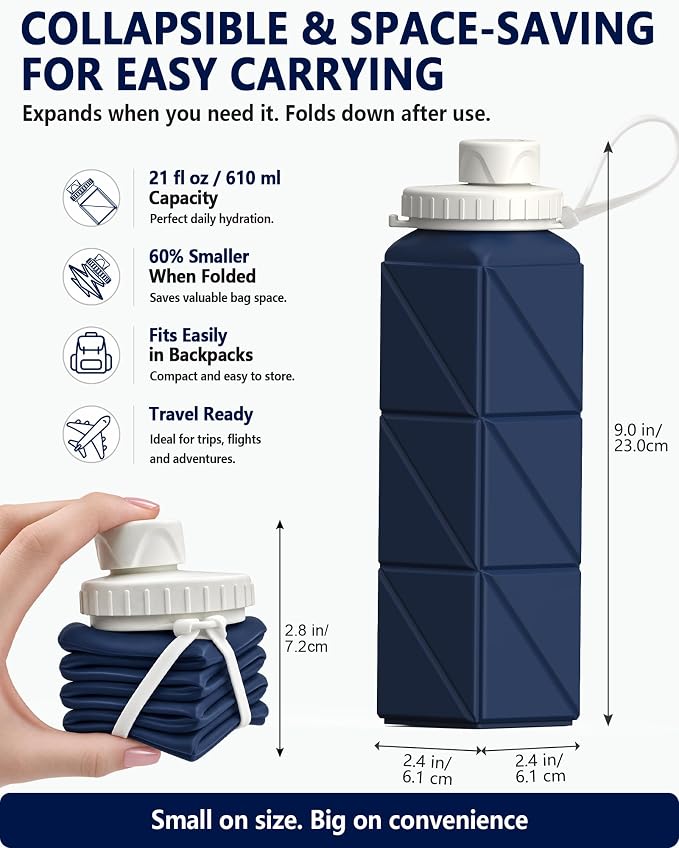 Collapsible Silicone Water Bottle – BPA-Free Foldable & Reusable Travel Bottle for Gym, Hiking & Sports | Zinggal Qatar
