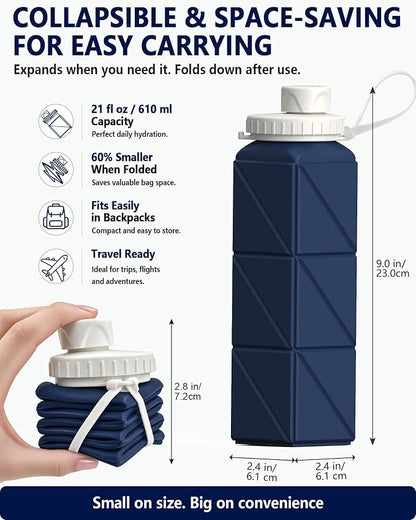 Collapsible Silicone Water Bottle – BPA-Free Foldable & Reusable Travel Bottle for Gym, Hiking & Sports | Zinggal Qatar