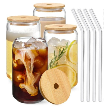 Glass Cup with Glass Straw – Iced Coffee & Tea Drinking Glass-zinggal