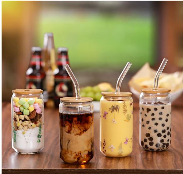 Glass Cup with Glass Straw – Iced Coffee & Tea Drinking Glass-zinggal