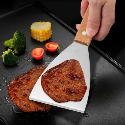 Stainless Steel Cooking Spatula Qatar | Wooden Handle Frying Turner | Zinggal