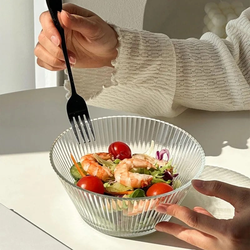 rge Ribbed Plastic Serving Bowl – Transparent Salad, Popcorn, Fruit & Dessert Bowl | Zinggal Qatar