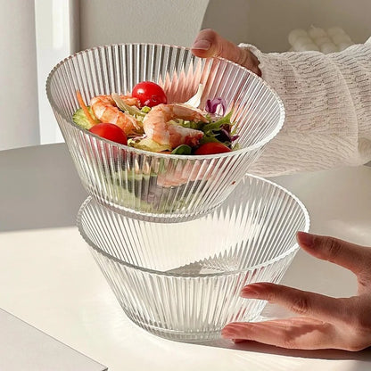 rge Ribbed Plastic Serving Bowl – Transparent Salad, Popcorn, Fruit & Dessert Bowl | Zinggal Qatar