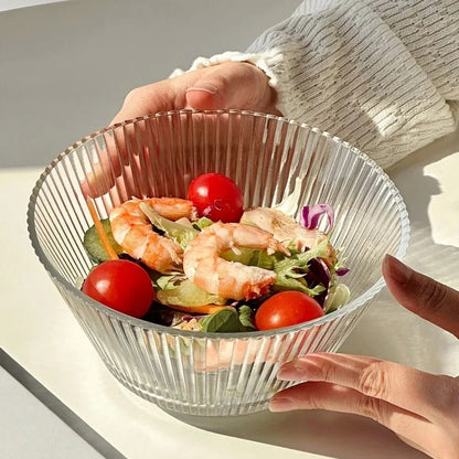 rge Ribbed Plastic Serving Bowl – Transparent Salad, Popcorn, Fruit & Dessert Bowl | Zinggal Qatar