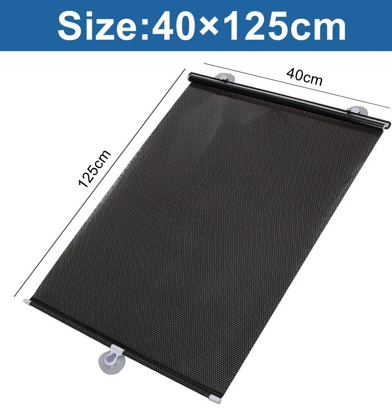 Car Curtain Windshield Sunshade Auto Retractable Sun Block Roller Blind PVC Curtain Car Sun Visor Front Windshield Sun Shade