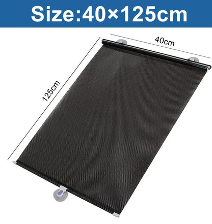 Car Curtain Windshield Sunshade Auto Retractable Sun Block Roller Blind PVC Curtain Car Sun Visor Front Windshield Sun Shade