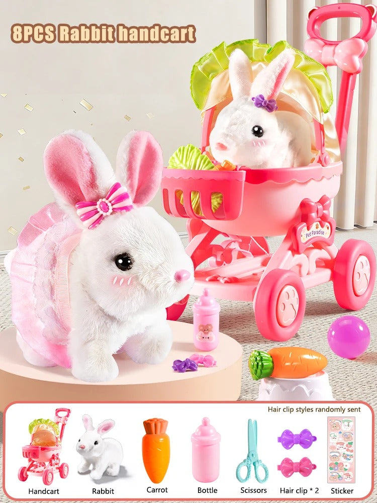 Interactive Dancing Walking Rabbit Toy, Plush Bunny Electronic Pet for Kids, Animated Moving Animal Gift for Boys Girls Birthday