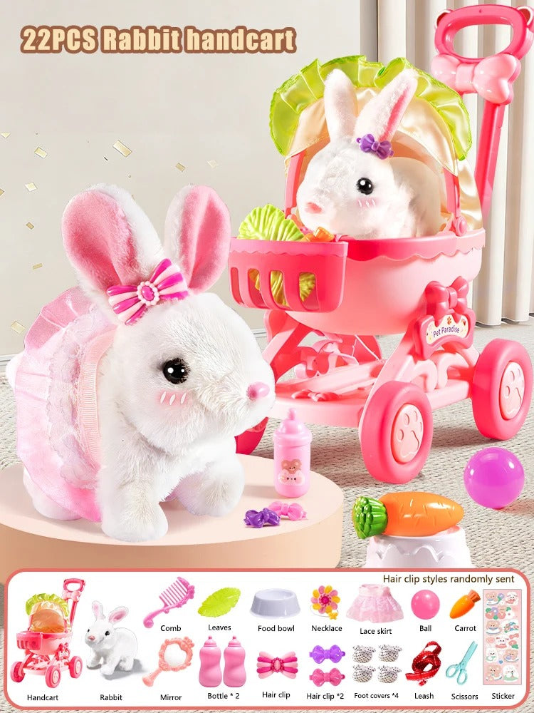 Interactive Dancing Walking Rabbit Toy, Plush Bunny Electronic Pet for Kids, Animated Moving Animal Gift for Boys Girls Birthday
