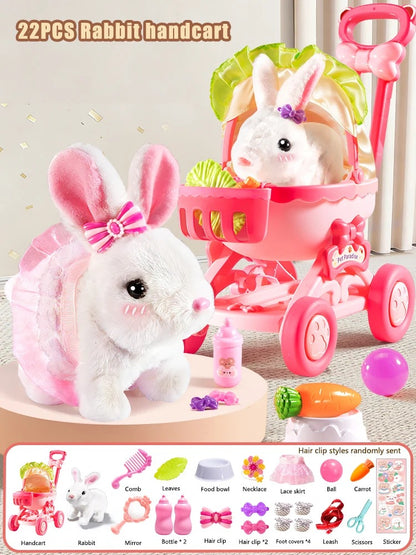 Interactive Dancing Walking Rabbit Toy, Plush Bunny Electronic Pet for Kids, Animated Moving Animal Gift for Boys Girls Birthday