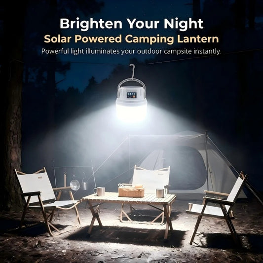 Solar Camping Light Portable LED Lamp Type-C Rechargeable 6 Modes Waterproof S-Hook Tent Hiking Garden Emergency Atmosphere Lamp