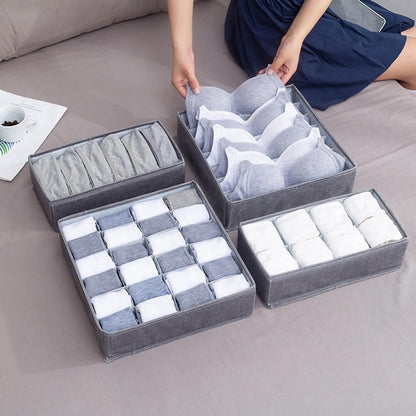 Multi-Compartment Underwear Drawer Organizer | Foldable Storage Box for Socks, Bras, Panties & Accessories