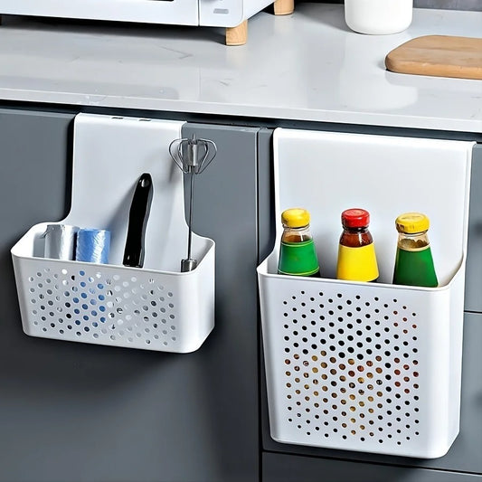 Kitchen Cabinet Door Hanging Storage Basket | Over-the-Door Organizer Shelf with Hooks