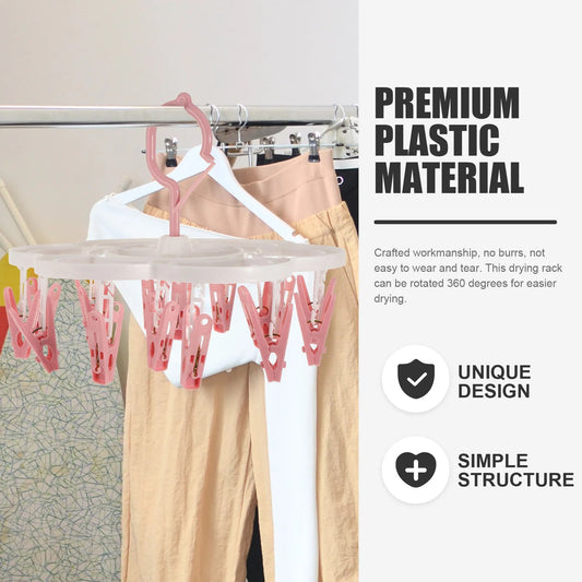 360° Rotatable Plum Blossom Drying Rack | Windproof Clothes Hanger for Socks, Underwear & Bras