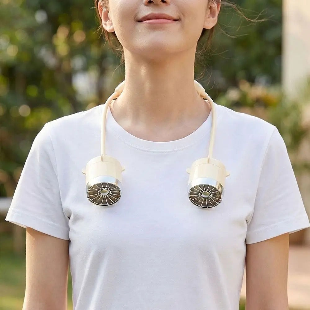 Low Noise Hanging Neck Fan USB Rechargeable 360° Bendable Neck Electric Fan Hands-Free Lightweight Around Neck Cooler