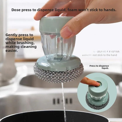 Non-Stick Steel Wire Kitchen Cleaning Brush Dishwashing Pot Scrubber Home Use Plastic Handle Durable Scrubbing Tool