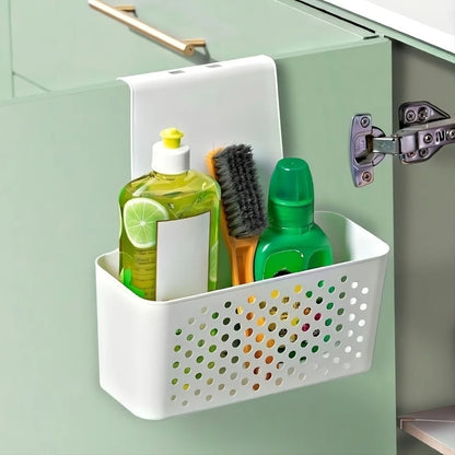 Kitchen Cabinet Door Hanging Storage Basket | Over-the-Door Organizer Shelf with Hooks