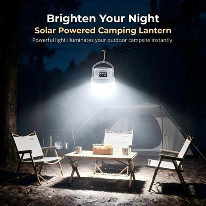 Solar Camping Light Portable LED Lamp Type-C Rechargeable 6 Modes Waterproof S-Hook Tent Hiking Garden Emergency Atmosphere Lamp