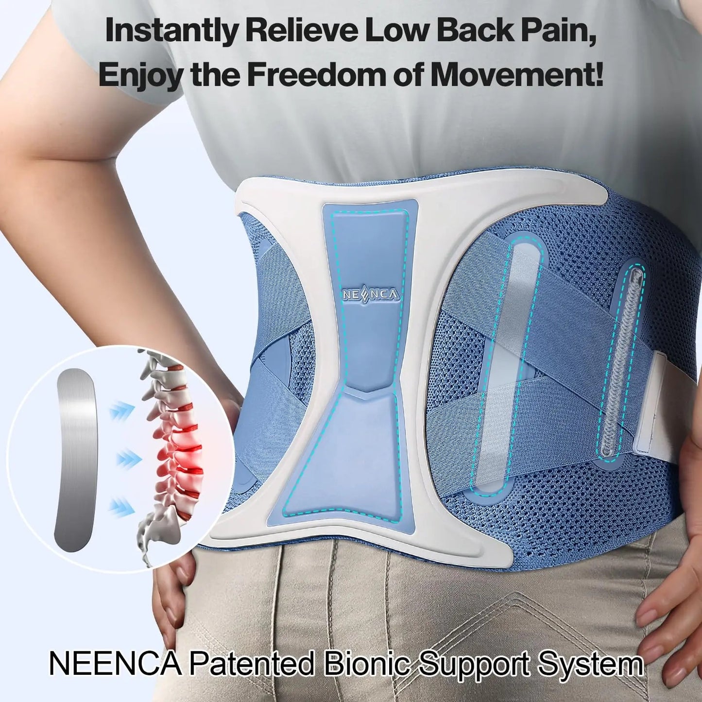 Back Support Brace Adjustable Lumbar Support Belt Waist Wrap for Lower Back Pain Relief, Injuries, Sciatica, Scoliosis