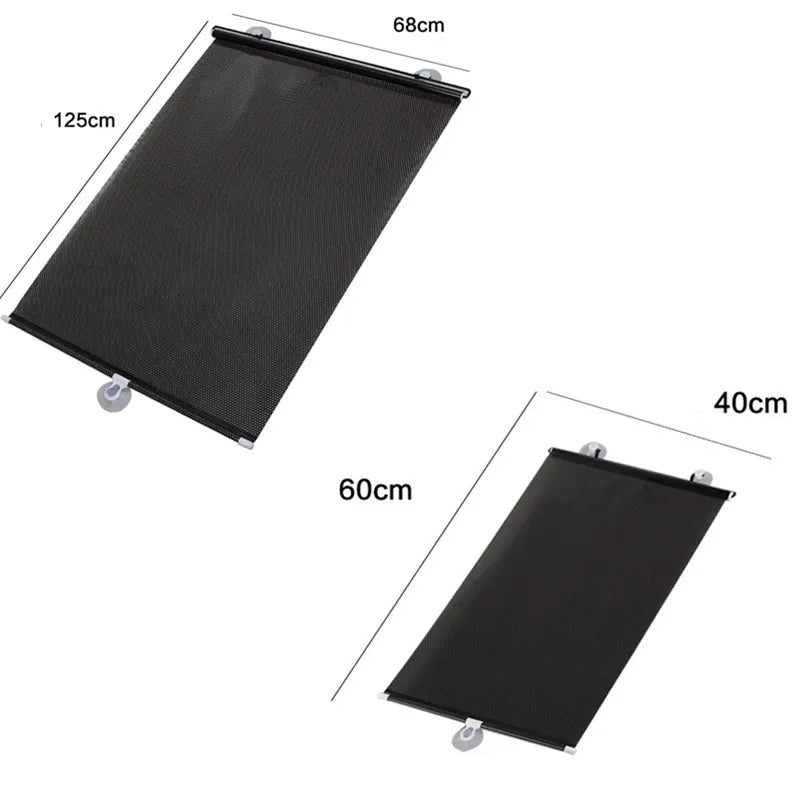 Car Curtain Windshield Sunshade Auto Retractable Sun Block Roller Blind PVC Curtain Car Sun Visor Front Windshield Sun Shade