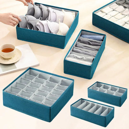 Multi-Compartment Underwear Drawer Organizer | Foldable Storage Box for Socks, Bras, Panties & Accessories