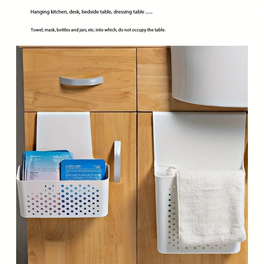 Kitchen Cabinet Door Hanging Storage Basket | Over-the-Door Organizer Shelf with Hooks