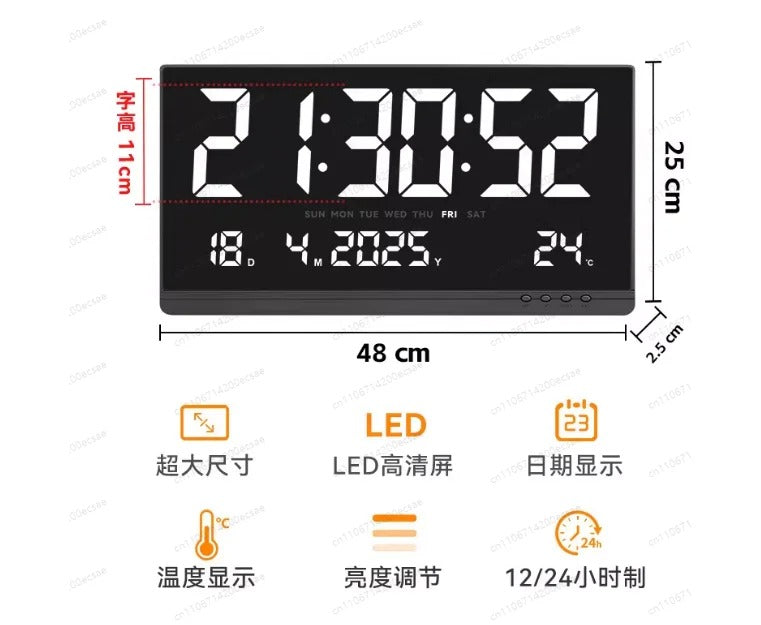 LED Digital Wall Clock | Large HD Electronic Clock Display for Home & Office
