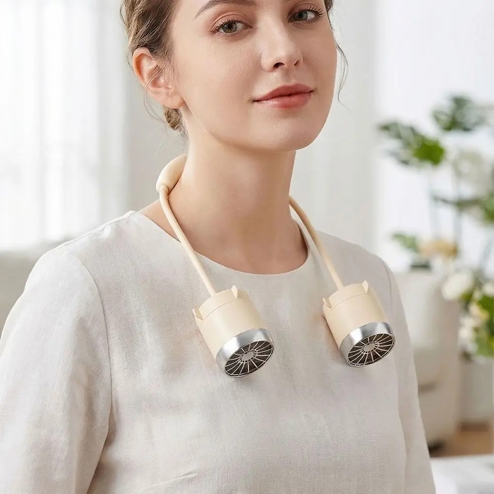 Low Noise Hanging Neck Fan USB Rechargeable 360° Bendable Neck Electric Fan Hands-Free Lightweight Around Neck Cooler