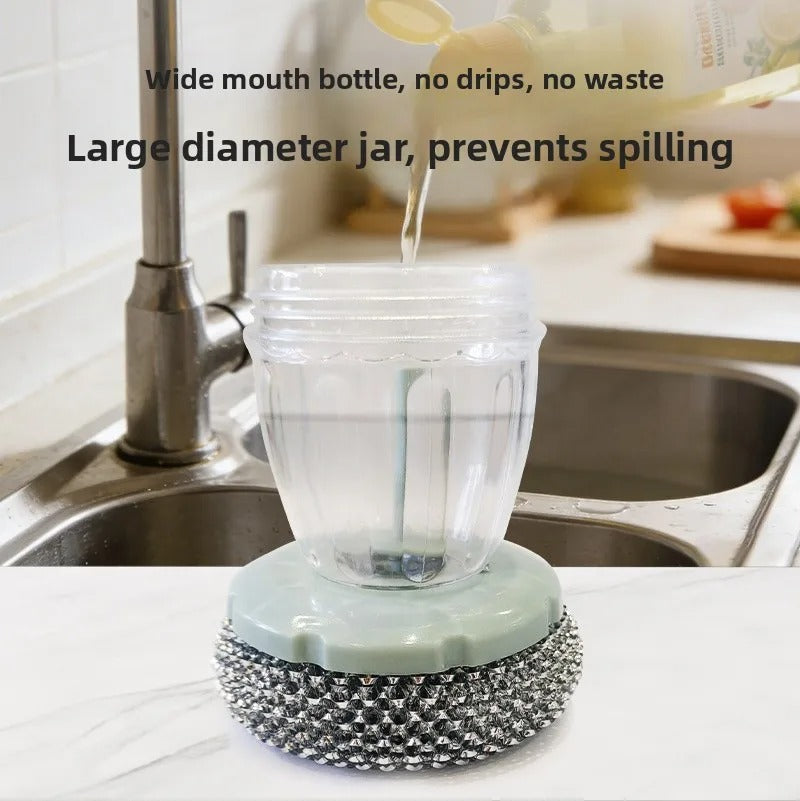 Non-Stick Steel Wire Kitchen Cleaning Brush Dishwashing Pot Scrubber Home Use Plastic Handle Durable Scrubbing Tool